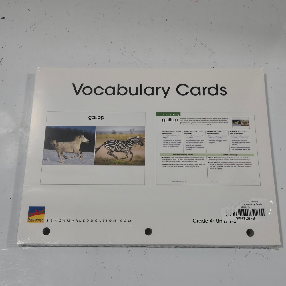 Benchmark Education Grade 4 Advance Literacy Vocabulary Cards Units 1-5 WH12979